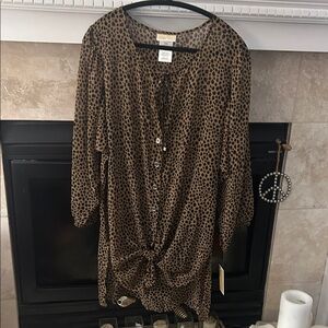 Michael Kors Brown Leopard Print Swim Coverup